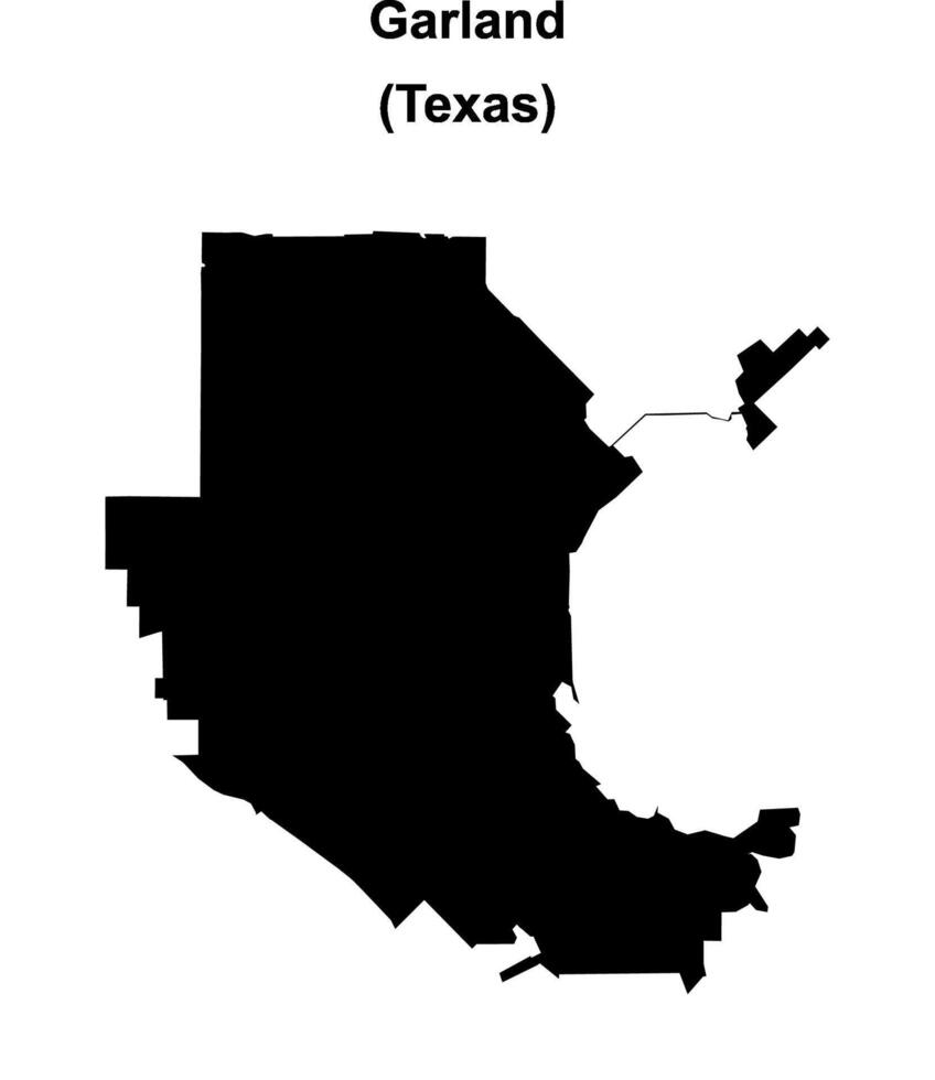 Garland, Texas blank outline map vector
