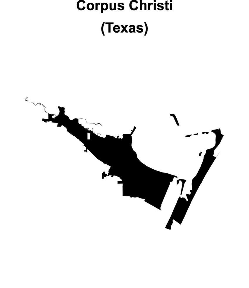 Corpus Christi, Texas blank outline map vector