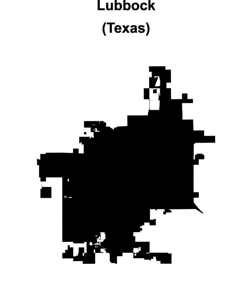 Lubbock, Texas blank outline map vector