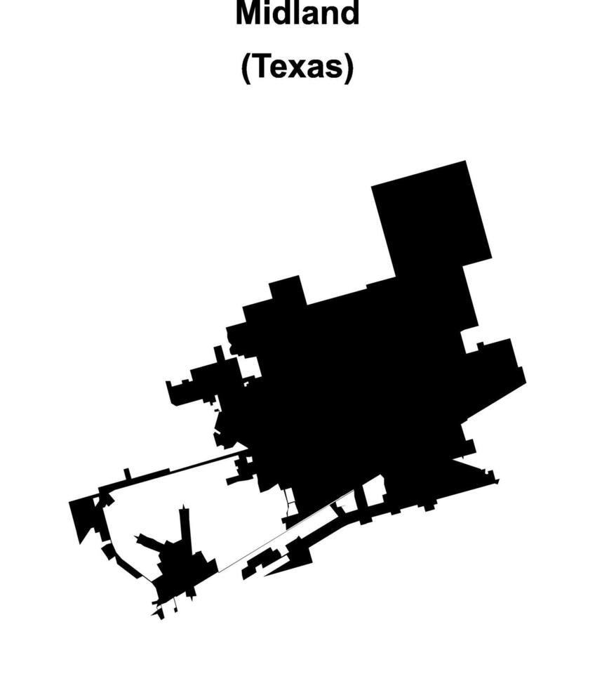 Midland, Texas blank outline map vector