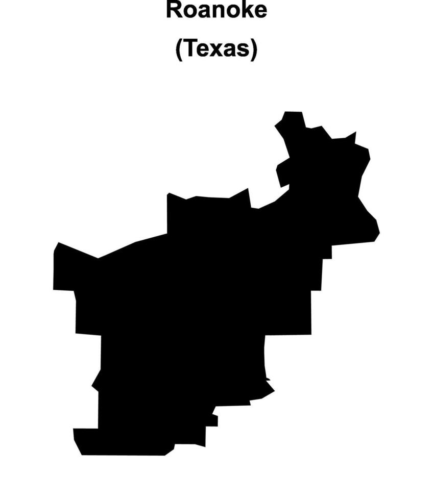 Roanoke, Texas blank outline map vector