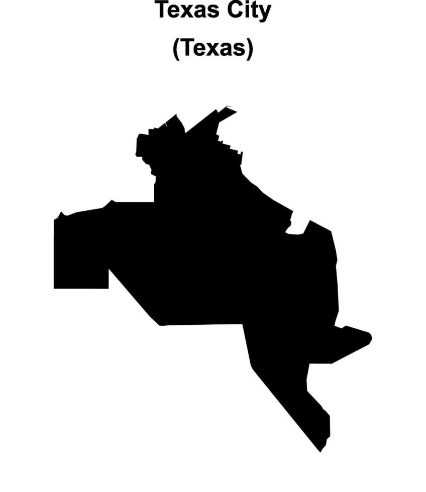 Texas City, Texas blank outline map vector