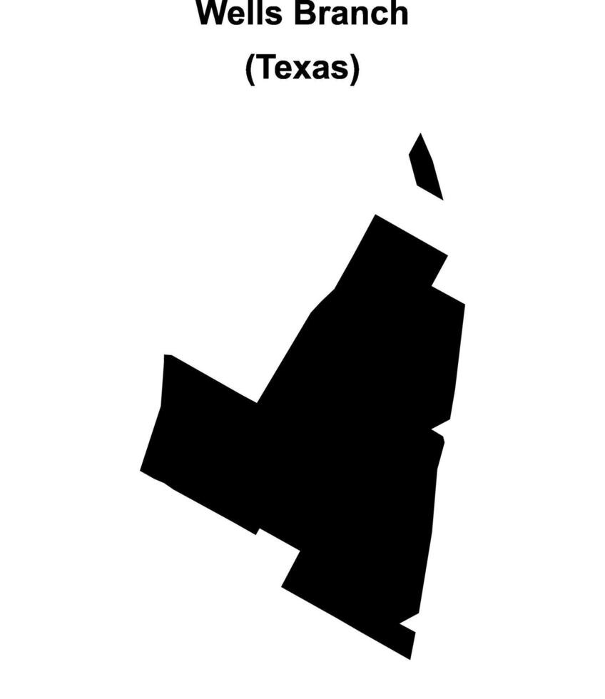 Wells Branch, Texas blank outline map vector