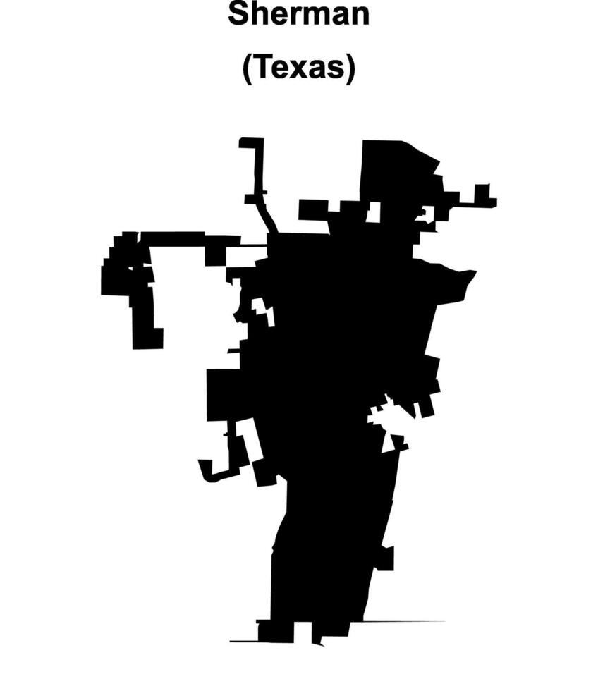 Sherman, Texas blank outline map vector