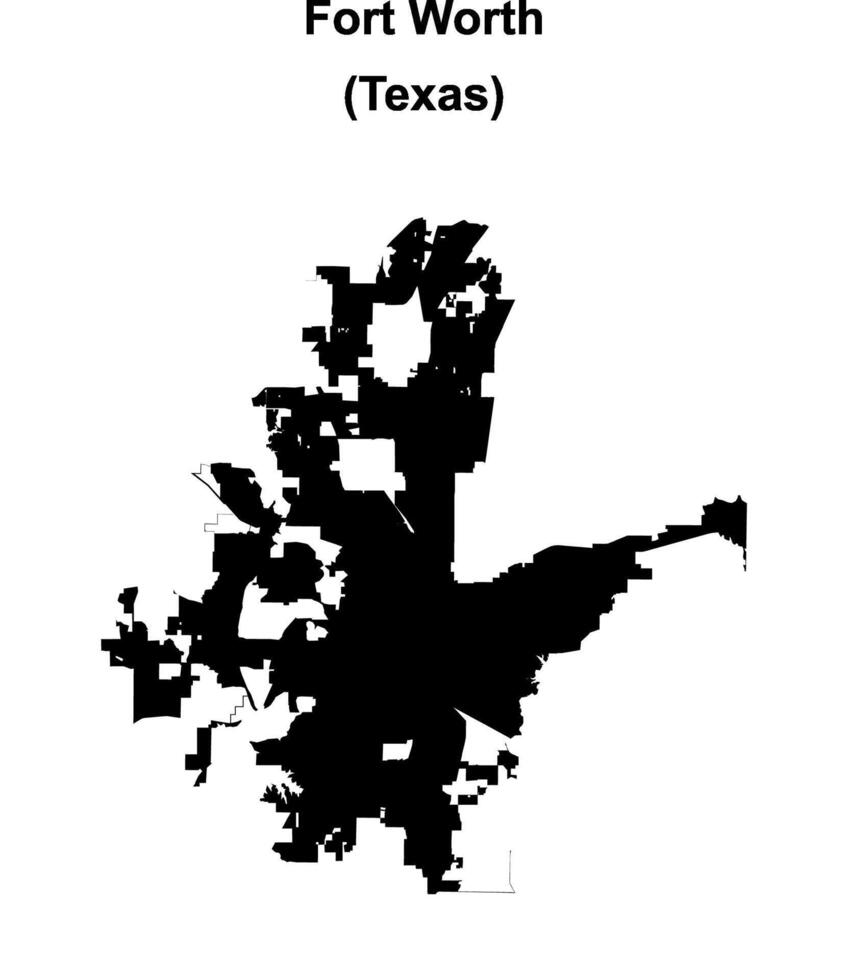 Fort Worth, Texas blank outline map vector