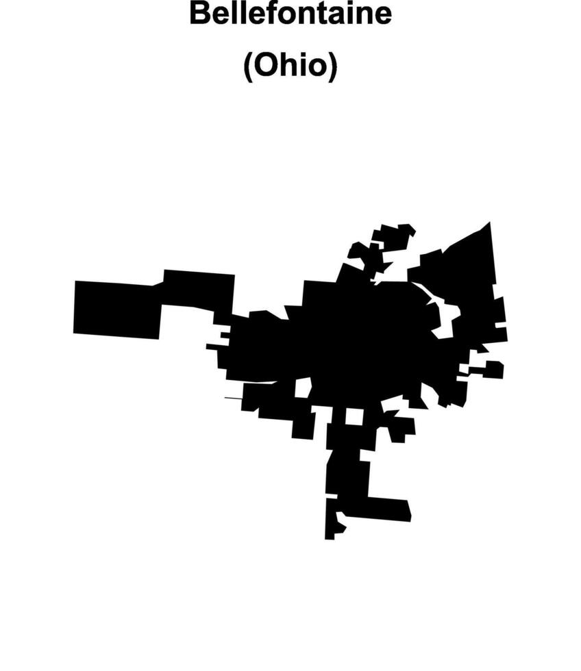 Bellefontaine, Ohio blank outline map vector