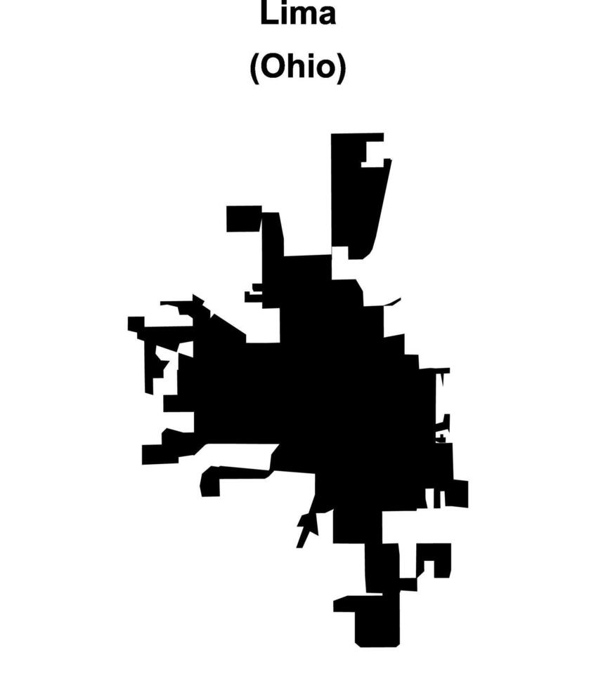 Lima, Ohio blank outline map vector
