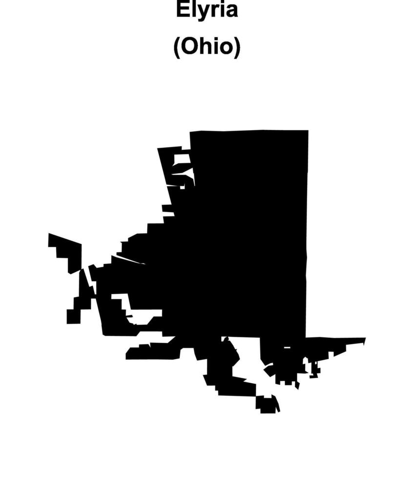Elyria, Ohio blank outline map vector