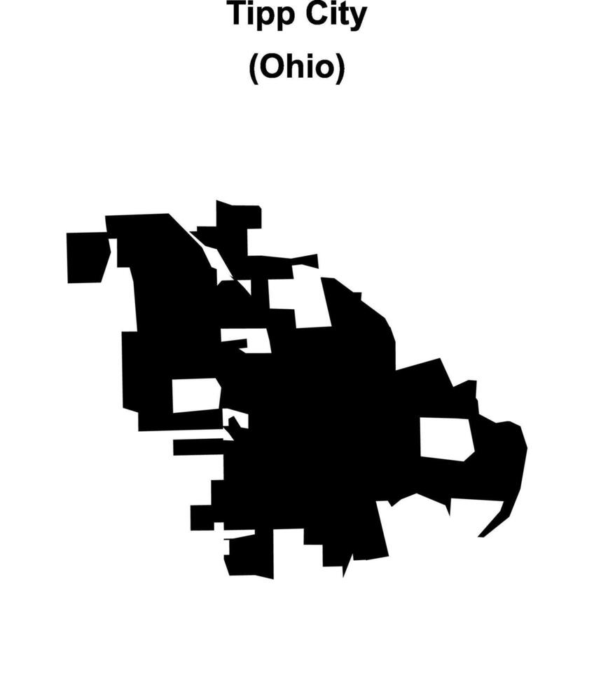 Tipp City, Ohio blank outline map vector