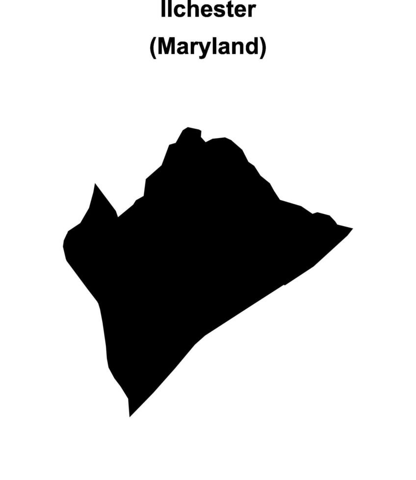 Ilchester, Maryland blank outline map vector