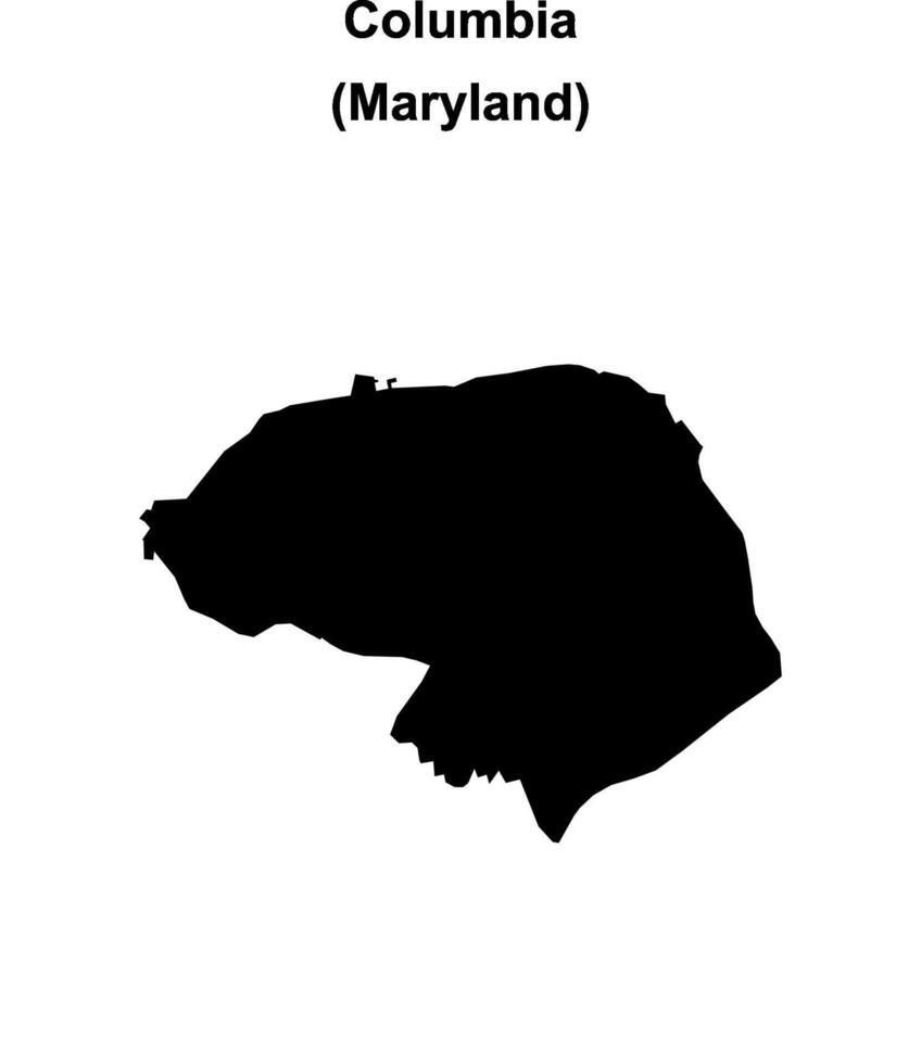 Columbia, Maryland blank outline map vector
