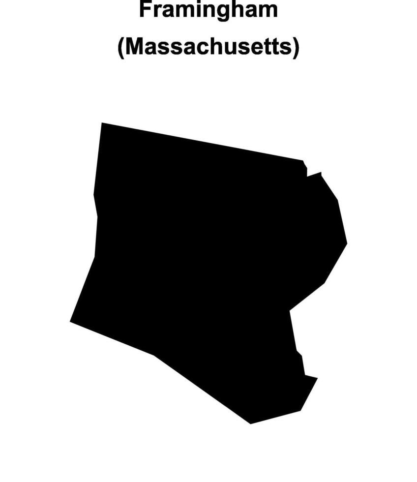 Framingham, Massachusetts blank outline map vector