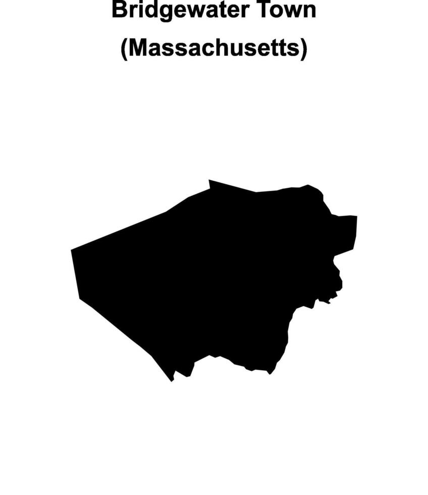 Bridgewater Town, Massachusetts blank outline map vector