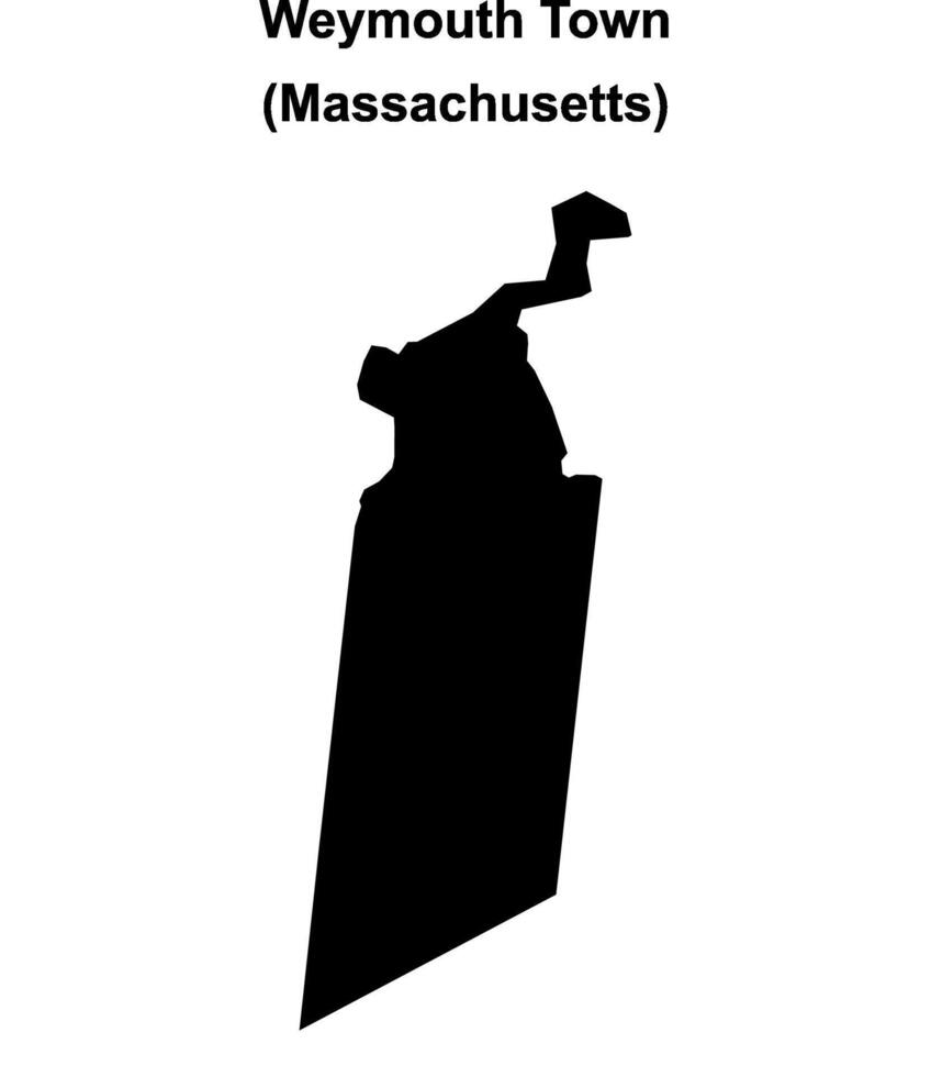 Weymouth Town, Massachusetts blank outline map vector
