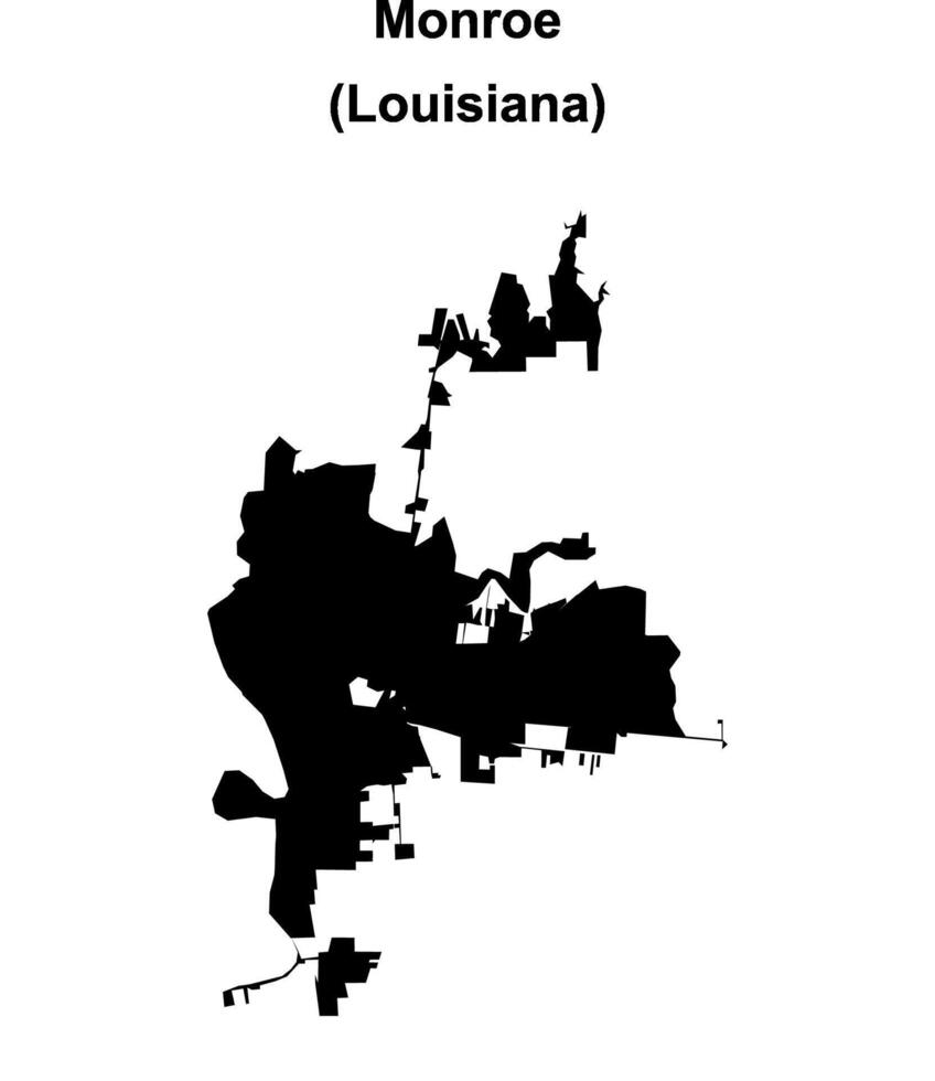 Monroe, Louisiana blank outline map vector
