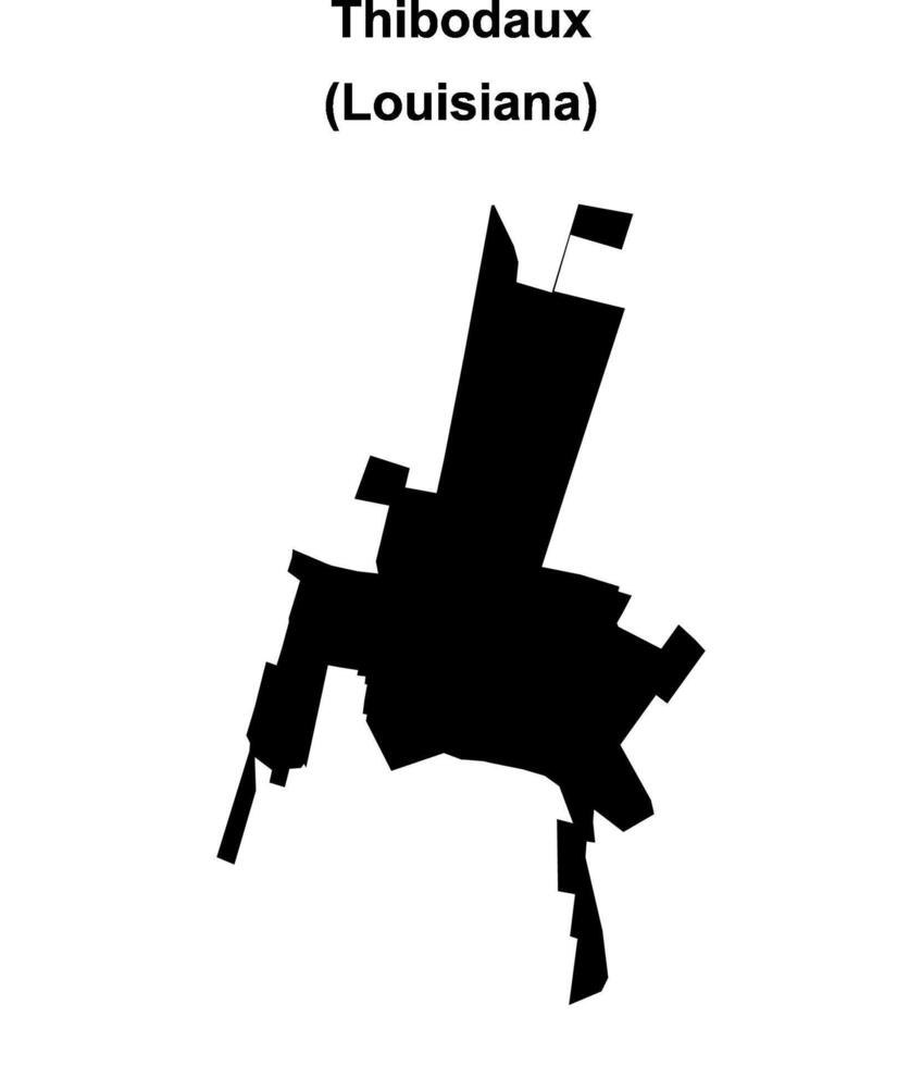 Thibodaux, Louisiana blank outline map vector