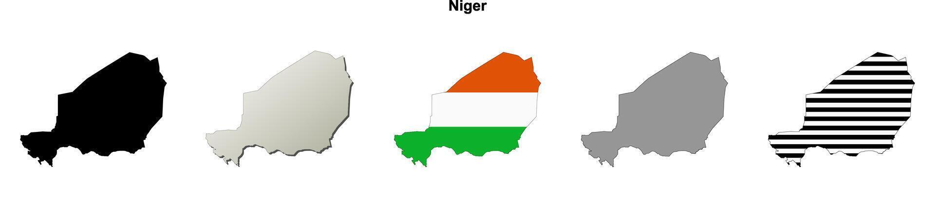 Niger outline map set vector