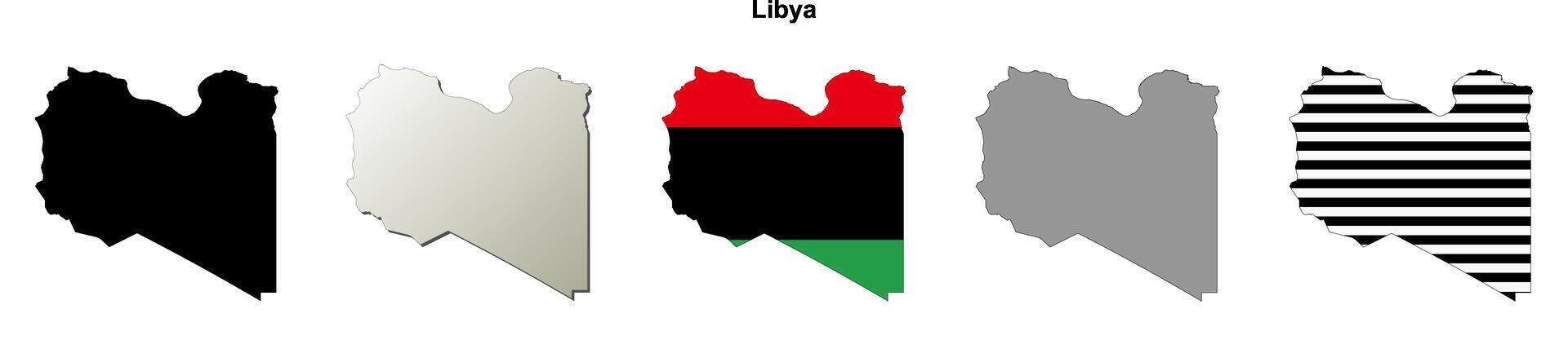 Libya outline map set vector