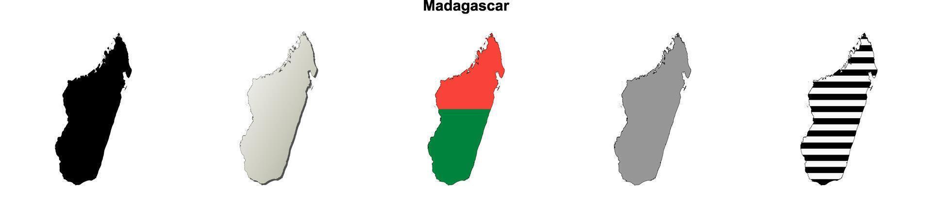 Madagascar outline map set vector