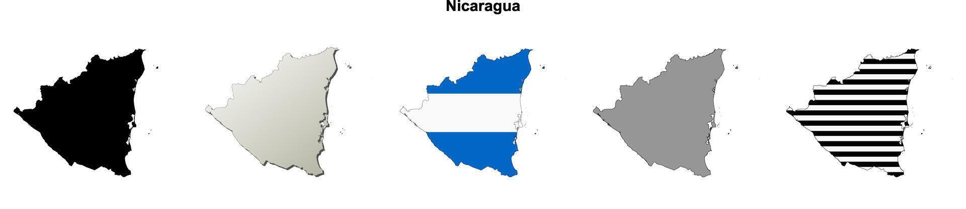 Nicaragua outline map set vector