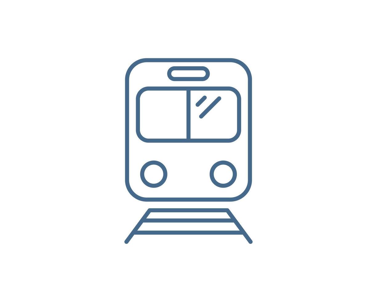 Clean, minimalist line art icon of a train on tracks. Perfect for app interfaces, websites, presentations, or transportationthemed designs. vector