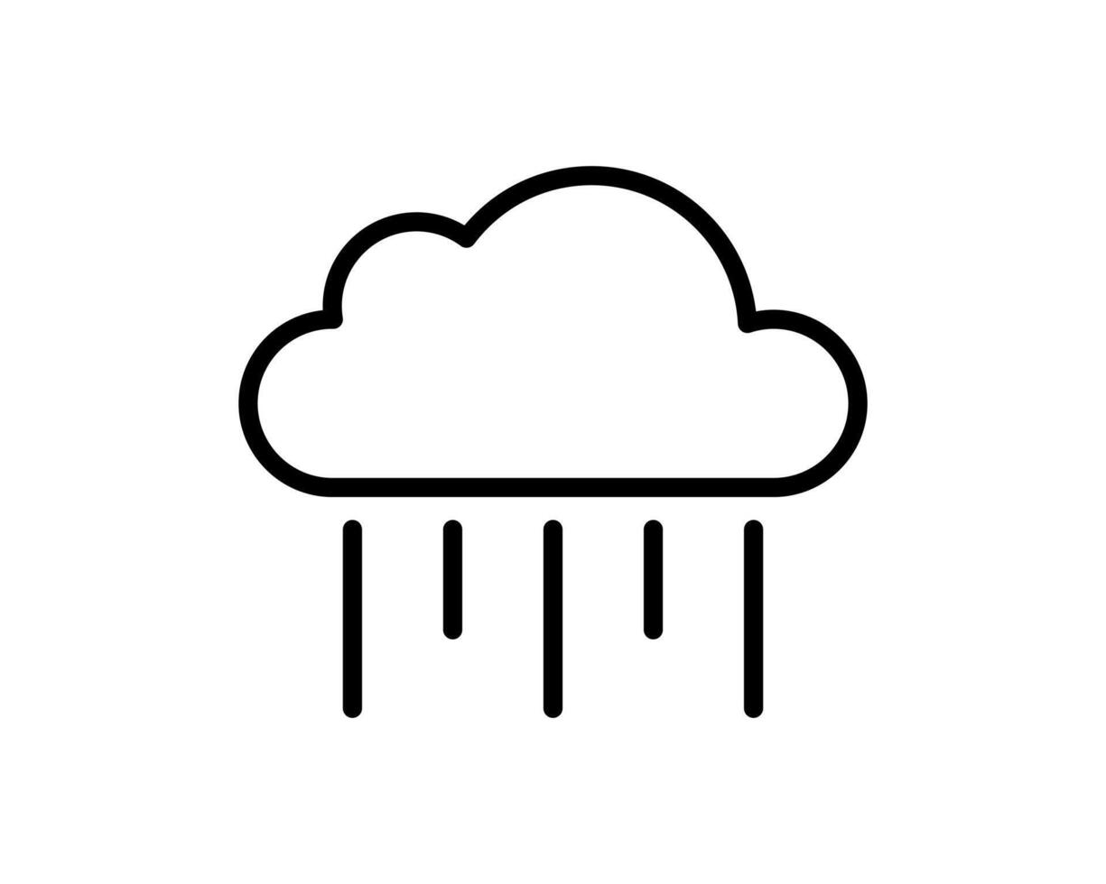 Simple, bold line art icon depicting a cloud with rain. Perfect for weather apps, websites, presentations, and infographics needing a clean, modern aesthetic. vector