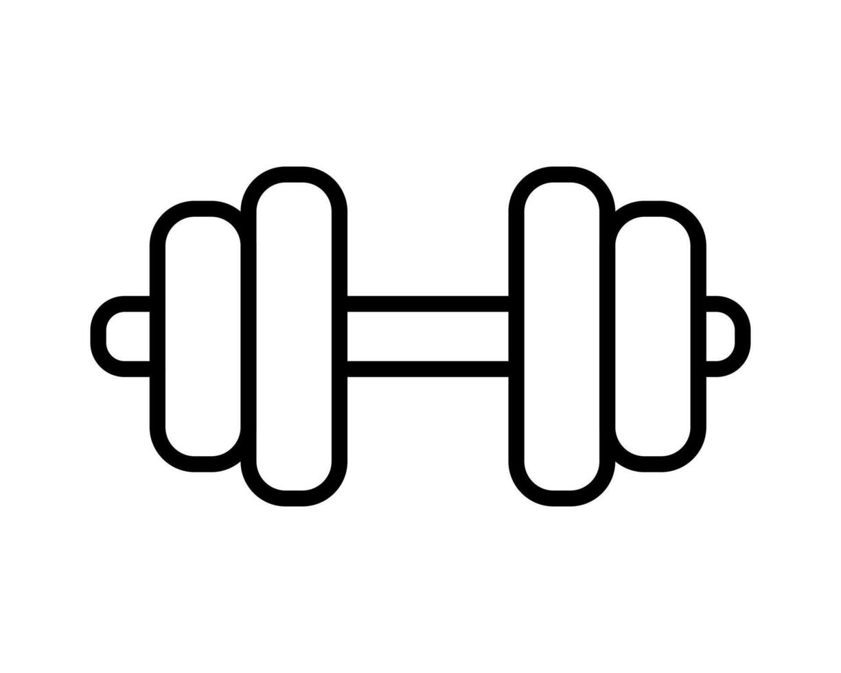 Clean line art icon of a dumbbell, perfect for fitness apps, websites, or gymrelated designs. Simple, bold, and versatile, this image is ideal for conveying strength, health, and wellness. vector
