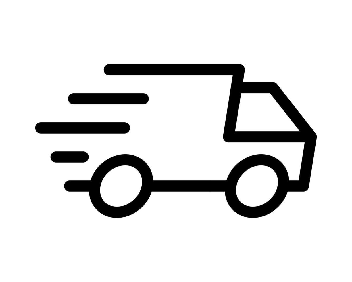 Fast delivery truck icon. Bold, minimalist line art style. Perfect for websites, apps, and presentations needing a clean, modern delivery symbol. vector