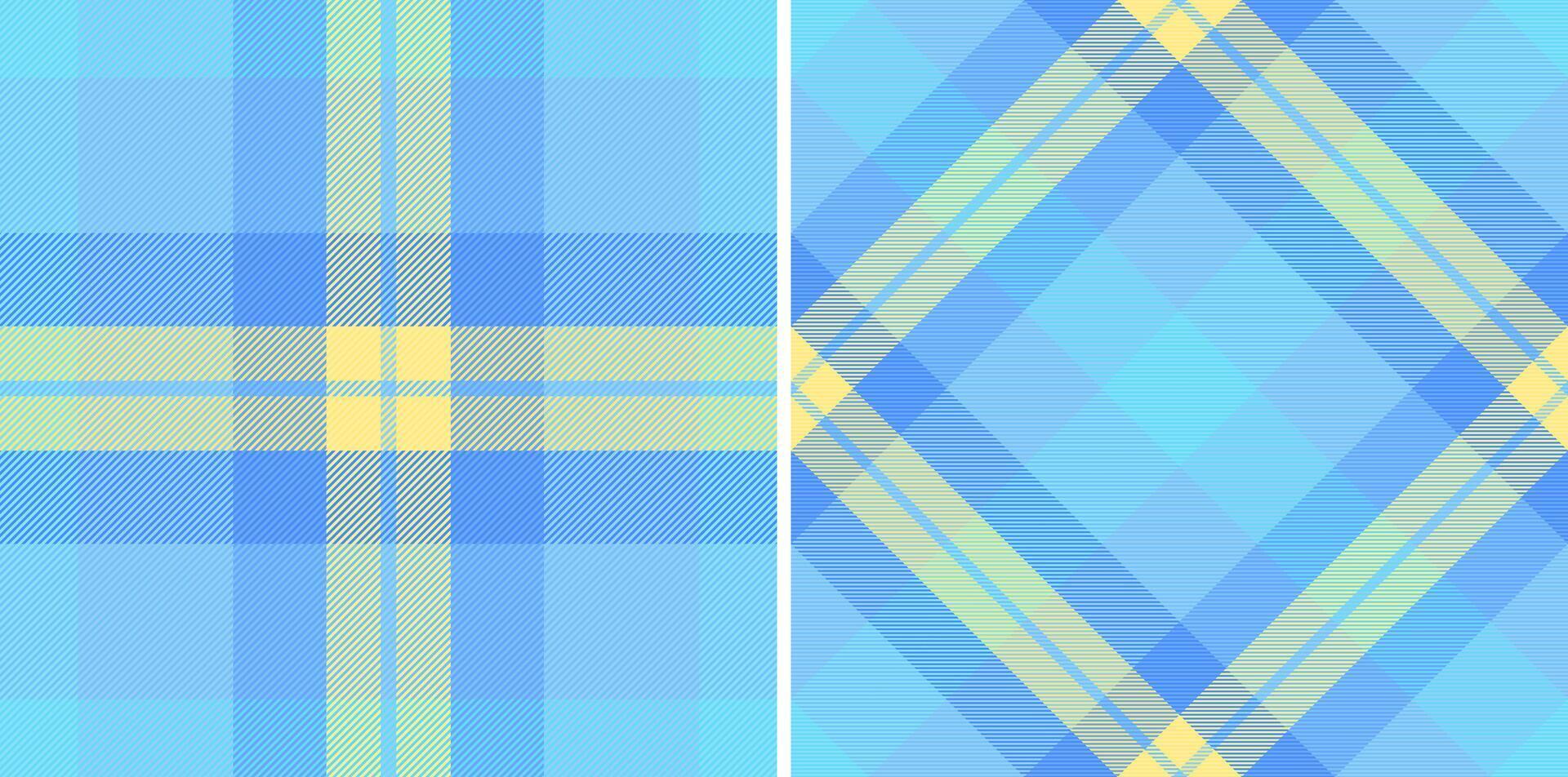 Two vibrant pastel plaid patterns in calming blue and yellow hues. Perfect for textile designs, backgrounds, or stationery. vector