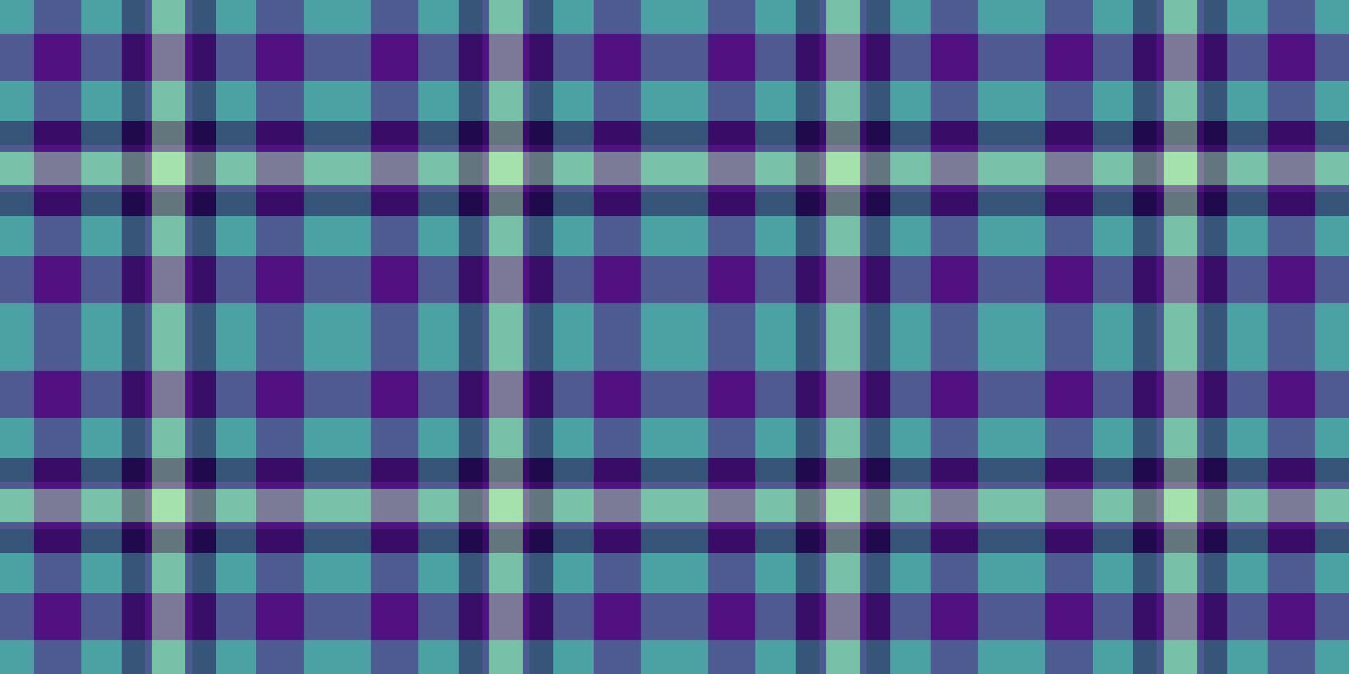 Vibrant teal and purple plaid pattern. Perfect for textile design, website backgrounds, or fashion projects. Clean, modern aesthetic with a subtle vintage feel. vector
