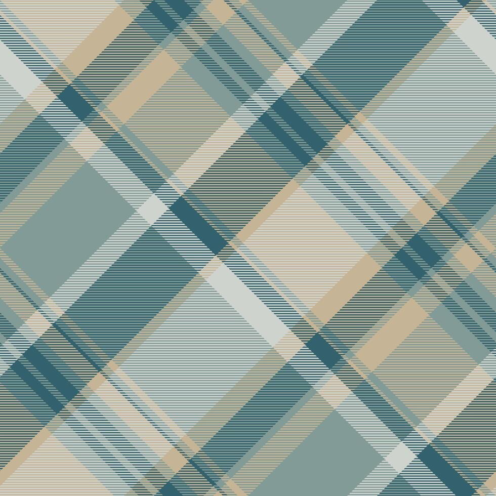 Curved check fabric tartan, goose seamless background texture. Age textile plaid pattern in pastel and cyan colors. vector