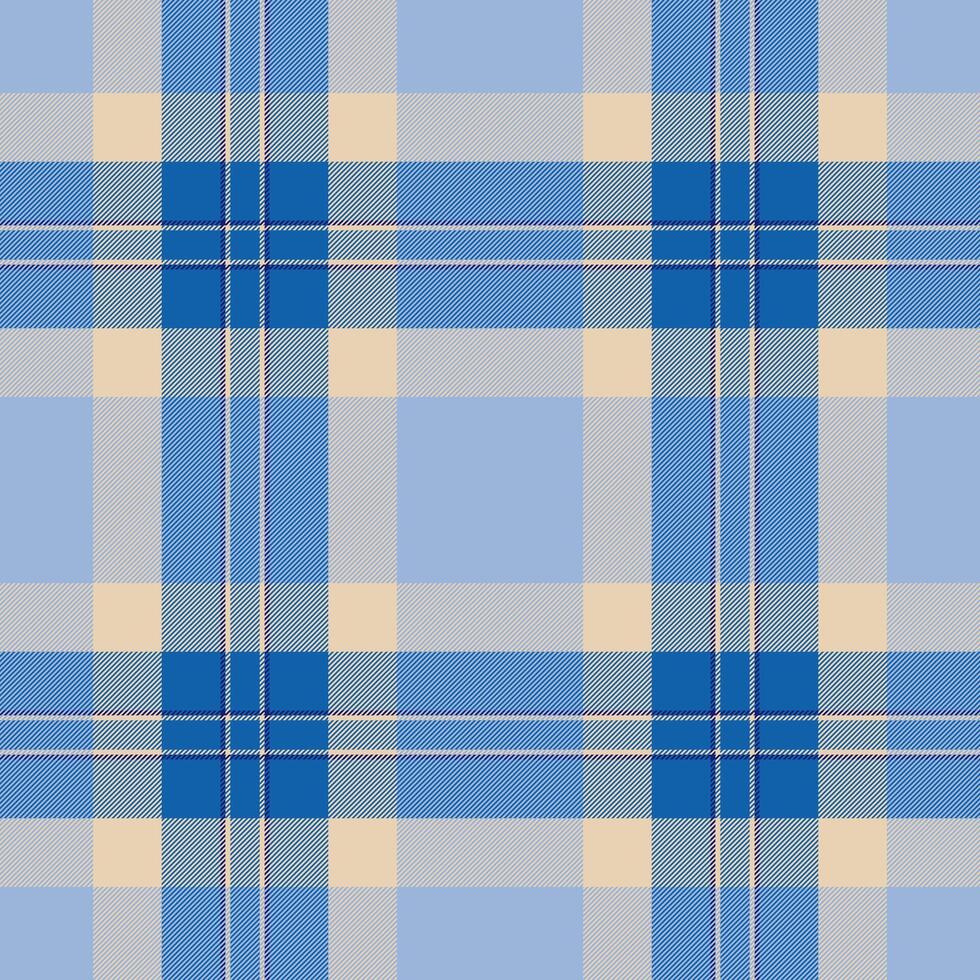 Elegant pastel blue and beige plaid pattern. Perfect for textile design, website backgrounds, or crafting projects. This seamless texture evokes a feeling of calm and sophistication. vector