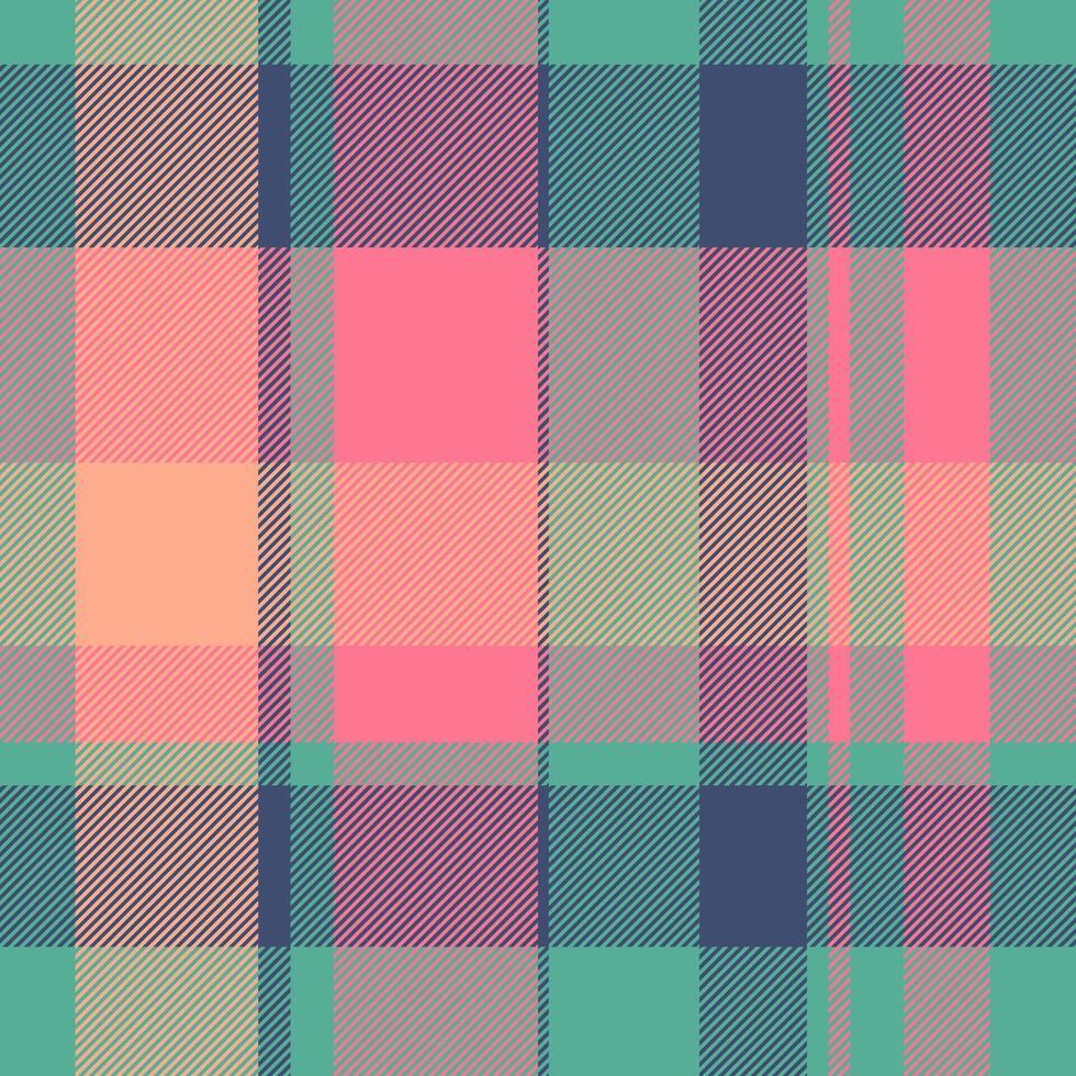 Vibrant pastel plaid pattern. Perfect for textile design, fashion, or website backgrounds. Seamless repeat creates endless possibilities. Stylish and modern, evokes a fresh, cheerful mood. vector