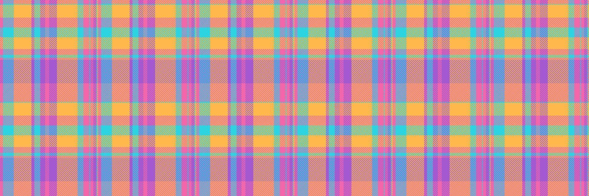 Apparel textile tartan pattern, creation background fabric seamless. Shape texture check plaid in amber and pink colors. vector