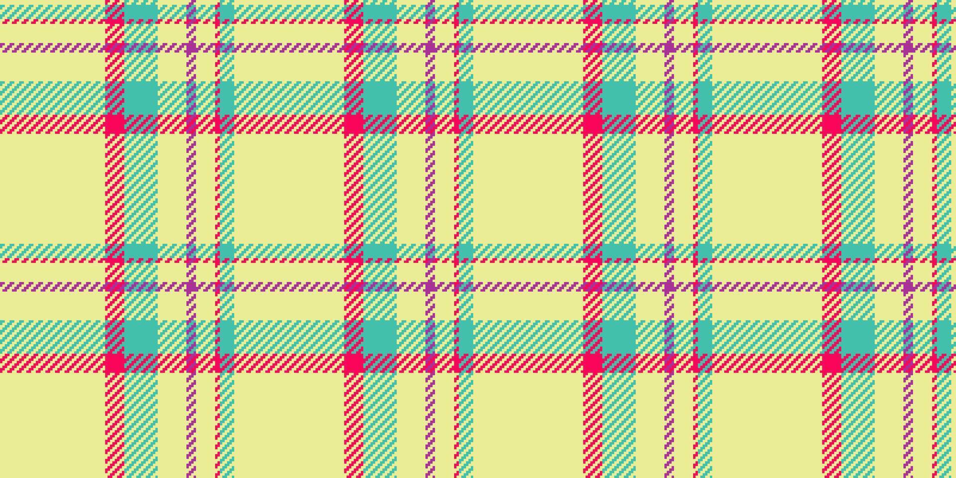 Softness tartan textile fabric, us plaid texture. Bandanna background seamless pattern check in lime and teal colors. vector