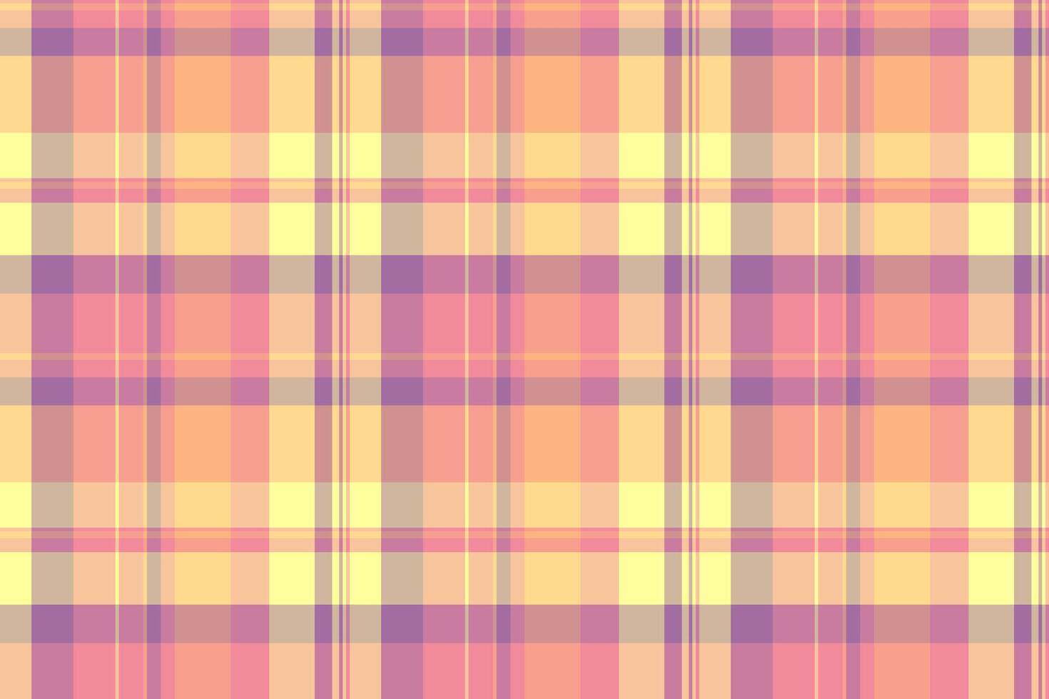 Soft pastel plaid pattern in peach, yellow, and lavender. Ideal for textile design, backgrounds, or website templates. Evokes feelings of warmth, calmness, and gentle femininity. vector