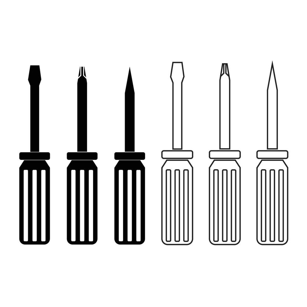 Screwdriver icon set isolated with white background. vector