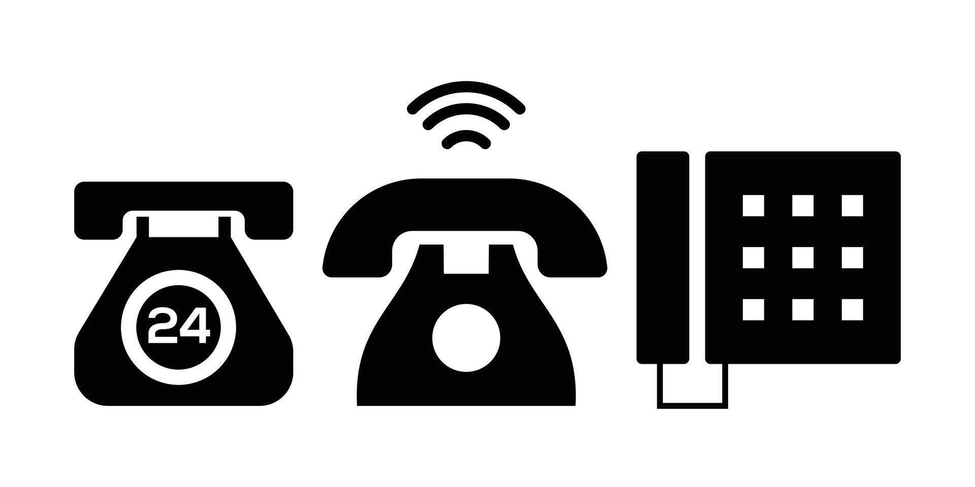 Telephone icon set. Old telephone Symbol. Vintage style. vector