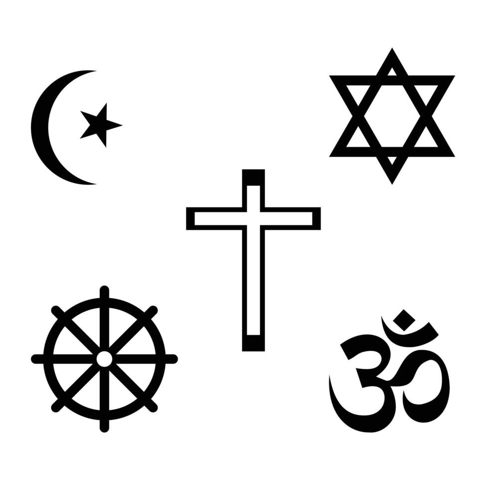 World religion symbols icon set. Signs of major religious groups and religions. vector