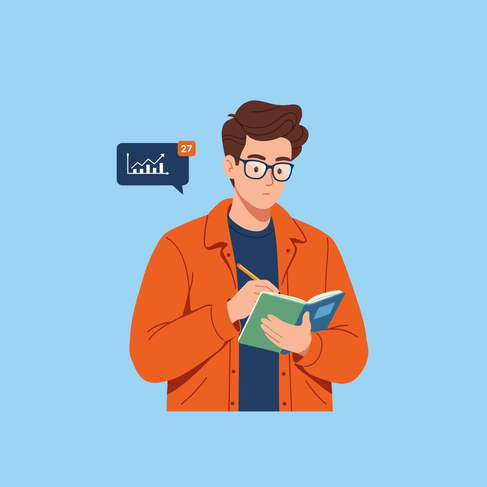 Man Taking Notes on Business Growth Strategy vector