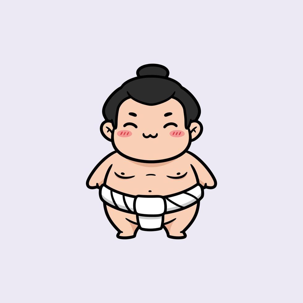 Adorable Sumo Wrestler Cartoon Character Design vector