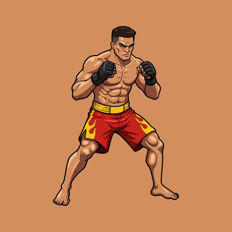 Cartoon Fighter Ready for Action Sports Illustration of a Martial Artist vector