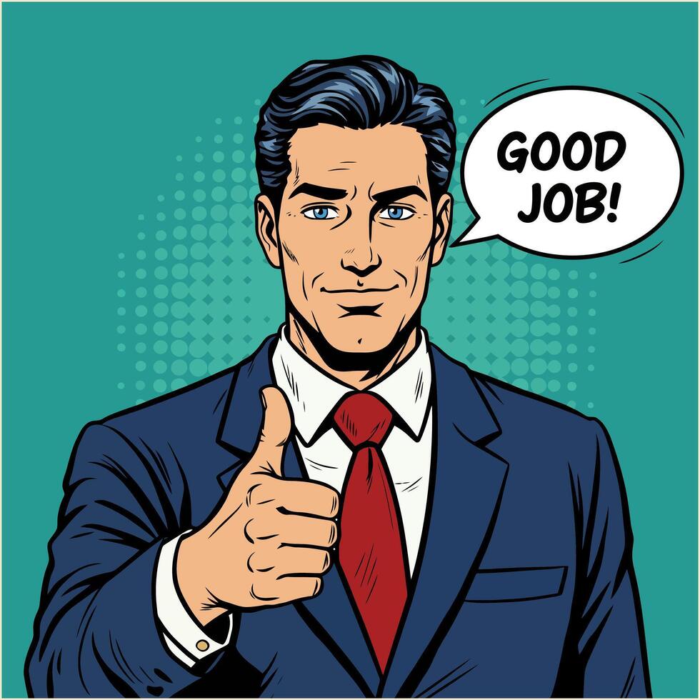 Pop Art Man Giving Thumbs Up Good Job Illustration vector
