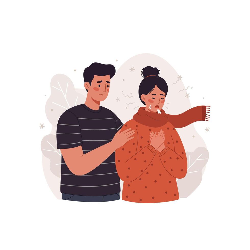 Supporting Sick Partner Illustration Compassionate Care Graphic vector