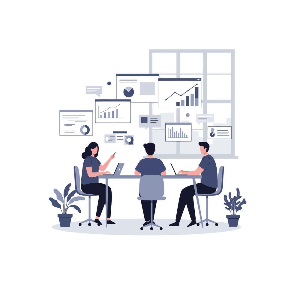 Team Data Analysis Meeting Collaboration Business Strategy vector