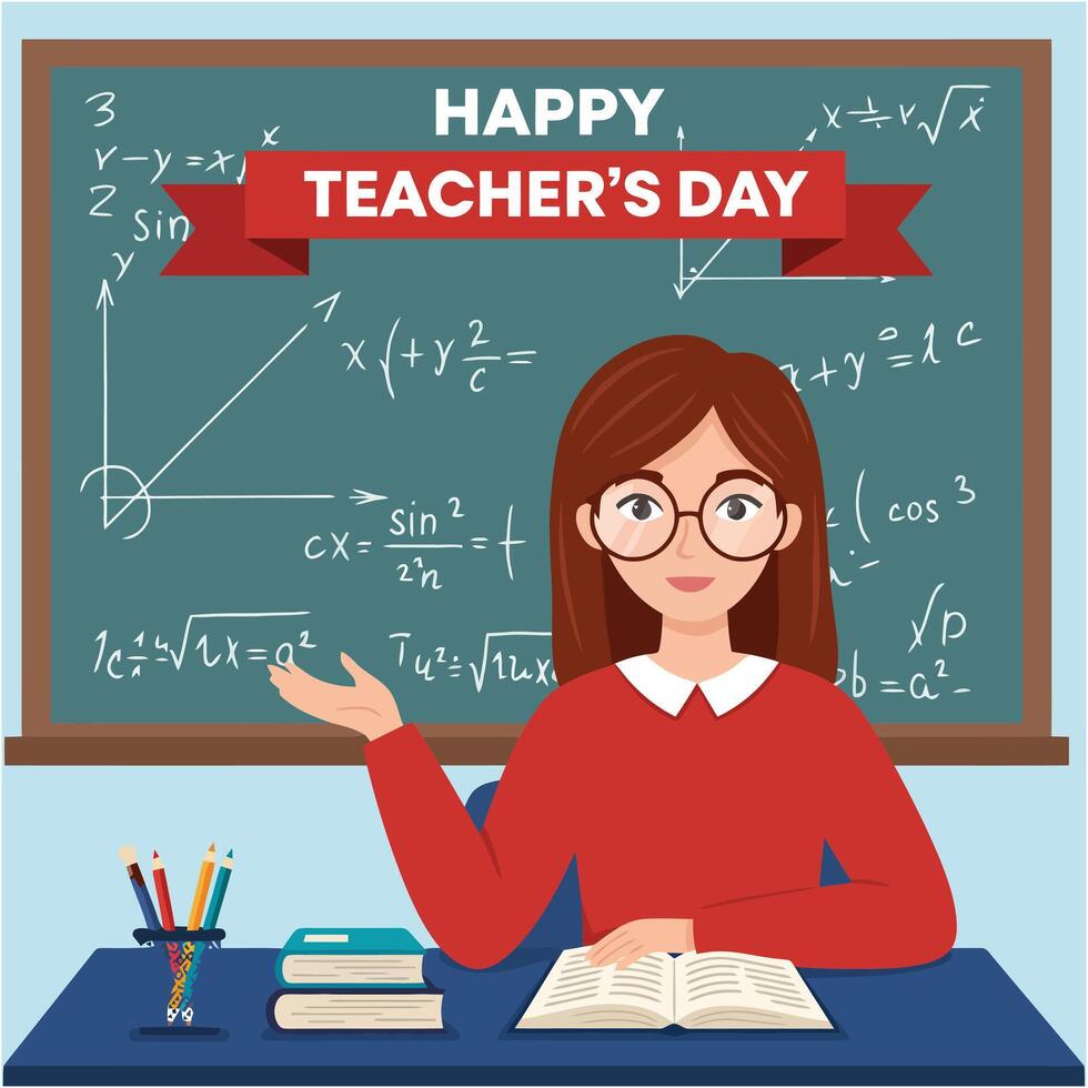 Happy Teacher's Day Celebrating Educators with Math Illustration vector