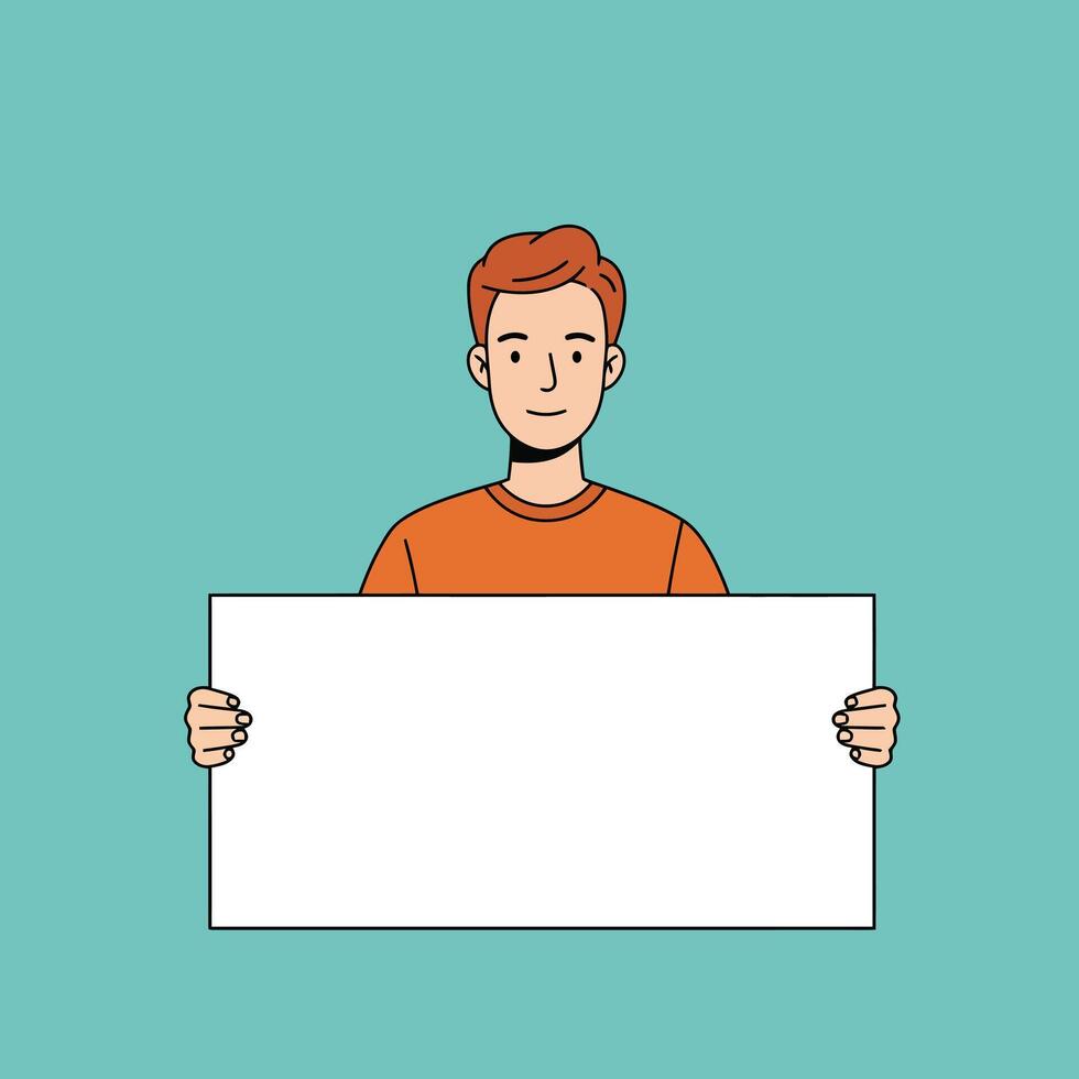 Man Holding Blank Sign Illustration Design vector