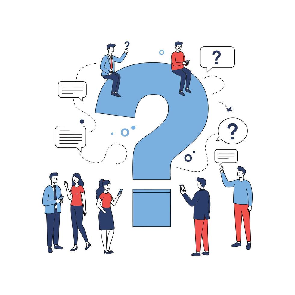People Asking Questions Online Faq Illustration vector