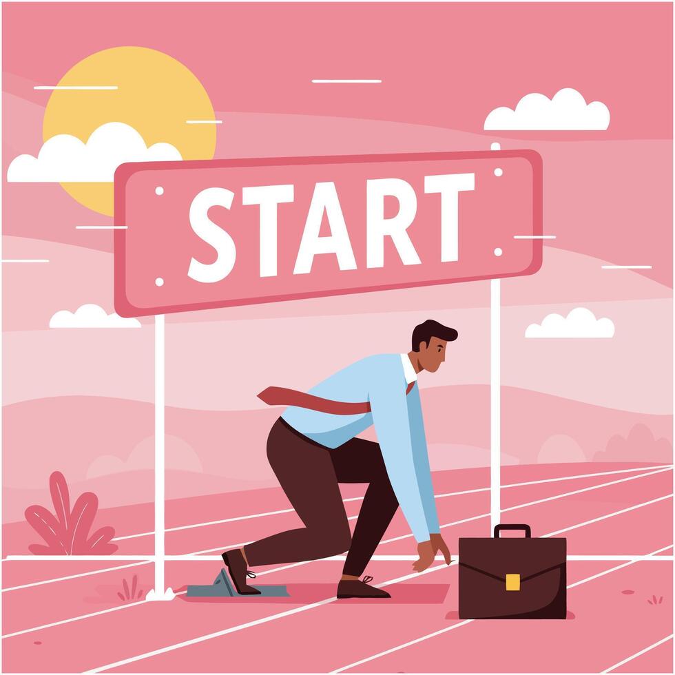 Businessman Ready to Start Race Business Success vector