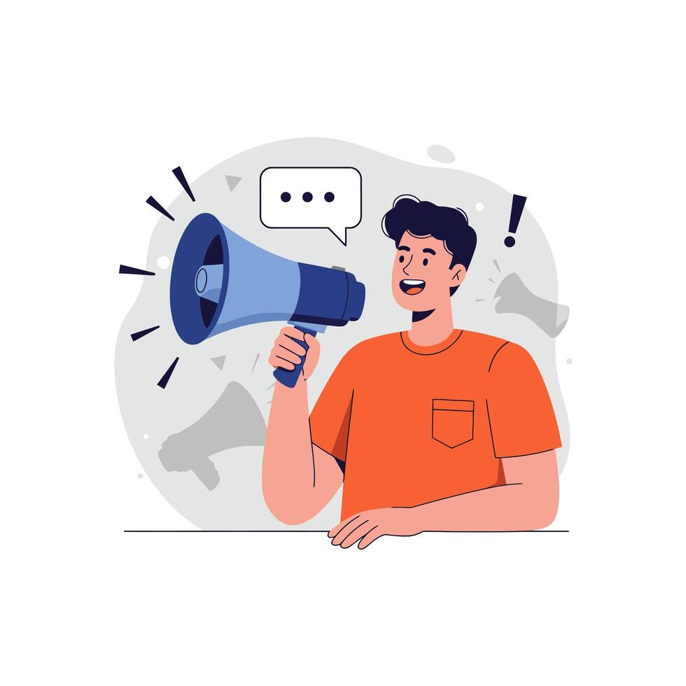 Man Announcing with Megaphone Illustration vector